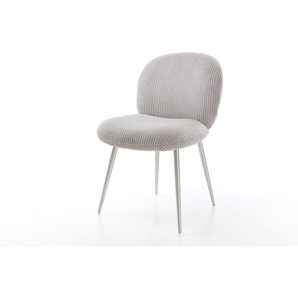 Esszimmerstuhl Nube-Flex Cord Silbergrau 4-Fuß konisch Edelstahl Taschenfederkern, Esszimmerstühle