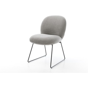 Esszimmerstuhl Nube-Flex Strukturstoff Soft Grau Kufengestell Schwarz Taschenfederkern, Esszimmerstühle