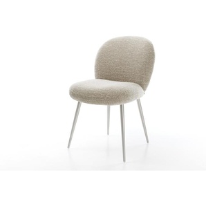 Esszimmerstuhl Nube-Flex Webstoff Soft Beige 4-Fuß konisch Edelstahl Taschenfederkern, Esszimmerstühle