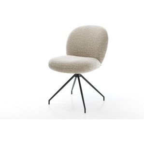 Esszimmerstuhl Nube-Flex Webstoff Soft Beige Kreuzgestell konisch Schwarz Taschenfederkern, Esszimmerstühle