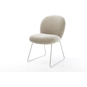 Esszimmerstuhl Nube-Flex Webstoff Soft Beige Kufengestell Edelstahl Taschenfederkern, Esszimmerstühle