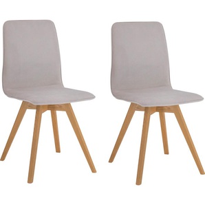 Esszimmerstuhl OTTO PRODUCTS Lillith Stühle Gr. B/H/T: 45 cm x 91 cm x 55 cm, 2 St., Microfaser, Massivholz, beige (creme, eiche natur) Küchenstühle Bezug aus 100% recyceltem Polyester, Gestell Eiche Massivholz