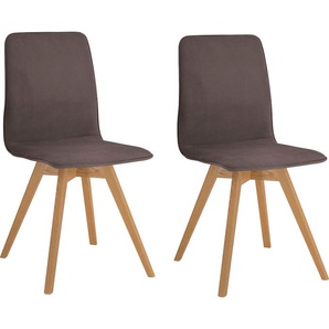 Esszimmerstuhl OTTO PRODUCTS Lillith Stühle Gr. B/H/T: 45 cm x 91 cm x 55 cm, 2 St., Microfaser, Massivholz, braun (braun, eiche natur) Küchenstühle Bezug aus 100% recyceltem Polyester, Gestell Eiche Massivholz