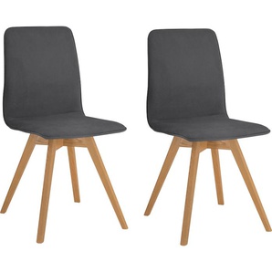 Esszimmerstuhl OTTO PRODUCTS Lillith Stühle Gr. B/H/T: 45 cm x 91 cm x 55 cm, 2 St., Microfaser, Massivholz, grau (anthrazit, eiche natur) Küchenstühle Bezug aus 100% recyceltem Polyester, Gestell Eiche Massivholz
