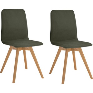 Esszimmerstuhl OTTO PRODUCTS Lillith Stühle Gr. B/H/T: 45 cm x 91 cm x 55 cm, 2 St., Microfaser, Massivholz, grün (grün, eiche natur) Küchenstühle Bezug aus 100% recyceltem Polyester, Gestell Eiche Massivholz