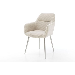 Esszimmerstuhl Pejo-Flex Cord Beige 4-Fuß konisch Edelstahl Taschenfederkern, Esszimmerstühle
