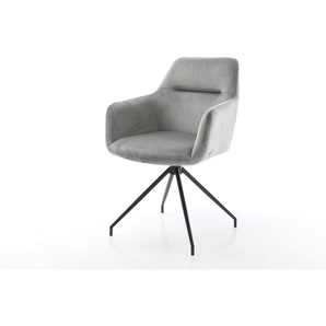 Esszimmerstuhl Pejo-Flex Samt Grau Kreuzgestell konisch Schwarz Taschenfederkern, Esszimmerstühle