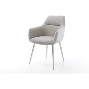 Armlehnstuhl Pejo-Flex Stripes Hellgrau 4-Fuß konisch Edelstahl, Esszimmerstühle