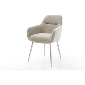 Esszimmerstuhl Pejo-Flex Webstoff Soft Beige 4-Fuß konisch Edelstahl Taschenfederkern, Esszimmerstühle