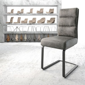 Schwingstuhl Pela-Flex Grau Antik Freischwinger flach Schwarz  Taschenfederkern, Esszimmerstühle