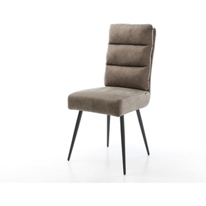 Esszimmerstuhl Pela-Flex Mikrofaser Taupe Vintage 4-Fuß konisch Schwarz Taschenfederkern, Esszimmerstühle