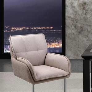 Esszimmerstuhl PLACES OF STYLE Durham Stühle Gr. B/H/T: 65 cm x 90 cm x 64 cm, Struktur (100% Polyester), MDF, beige (creme, silber) Esszimmerstuhl Kufenstuhl Polsterstuhl Küchenstühle Stühle 2er-Set in modernem Design, Sitz und Rücken gepolstert