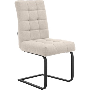 Esszimmerstuhl PLACES OF STYLE Nanaimo Stühle Gr. B/H/T: 47 cm x 95 cm x 59 cm, 2 St., Webstoff, Metall, beige (beige, schwarz) Küchenstühle Stoff recyceltes Polyester, Sitz und Rücken gepolstert, Sitzhöhe 49 cm