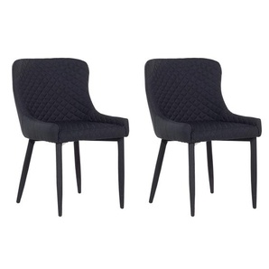 Esszimmerstuhl Schwarz 2er Set aus Polyester und Metall mit luxuriöser Ausstrahlung Klassisches Design