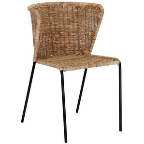 Esszimmerstuhl Rattan mit Gestell aus Metall 77 cm hoch (2er Set)