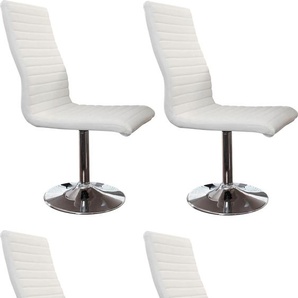 Esszimmerstuhl SALESFEVER Stühle Gr. B/H/T: 45 cm x 106 cm x 65 cm, 4 St., Kunstleder uni, Metall, weiß (weiß, chrom) Küchenstühle mit Drehfunktion
