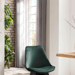 Esszimmerstuhl SALESFEVER Stühle Gr. B/H/T: 49 cm x 84 cm x 56,5 cm, 2 St., Samtvelours, Metall, grün (grün, schwarz) Küchenstühle mit Wabensteppung auf der Rückseite