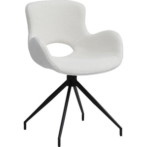 Esszimmerstuhl SALESFEVER Stühle Gr. B/H/T: 56 cm x 83 cm x 57 cm, Struktur (100% Polyester) Strukturoptik-uni, Armlehnstuhl mit Rücken Cut-Out Weiß + Metall, schwarz-weiß (weiß, schwarz, schwarz) Küchenstühle