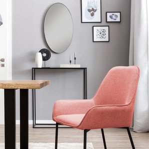 Esszimmerstuhl SALESFEVER Stühle Gr. B/H/T: 56 cm x 90 cm x 54 cm, 2 St., Struktur (100% Polyester), Metall, pink (dusty pink, schwarz) Küchenstühle Stühle Bezug aus Strukturstoff
