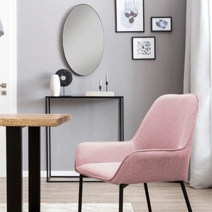 Esszimmerstuhl SALESFEVER Stühle Gr. B/H/T: 56 cm x 90 cm x 54 cm, 2 St., Struktur (100% Polyester), Metall, rosa (rosa, schwarz) Küchenstühle Stühle Bezug aus Strukturstoff