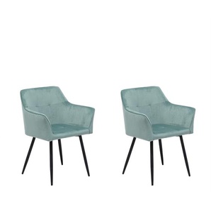 Esszimmerstuhl 2er Set Mintgrün Samtstoff Metallbeine Retro-Stil