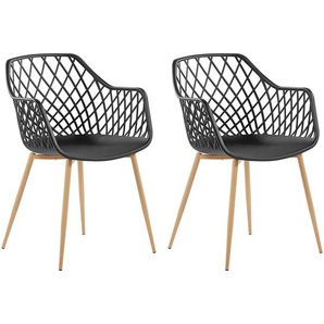 Moderner schwarzer Stuhl im edlen Rautendesign im 2er Set Nashua