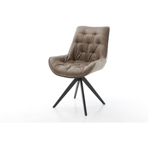 Esszimmerstuhl Taimi-Flex Mikrofaser Taupe Vintage Kreuzgestell kantig Schwarz, Esszimmerstühle