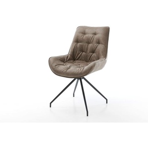 Esszimmerstuhl Taimi-Flex Mikrofaser Taupe Vintage Kreuzgestell konisch Schwarz, Esszimmerstühle