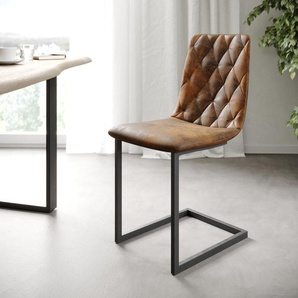 Esszimmerstuhl Trado-Adesso Braun Vintage Freischwinger, Esszimmerstühle