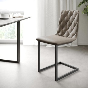 Esszimmerstuhl Trado-Adesso Taupe Vintage Freischwinger, Esszimmerstühle
