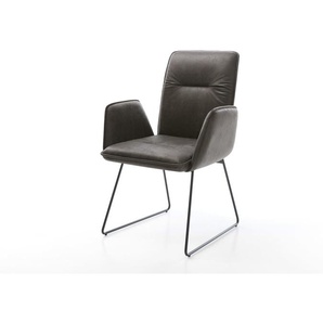 Esszimmerstuhl Vinja-Flex Mikrofaser Anthrazit Vintage Kufengestell Schwarz, Esszimmerstühle