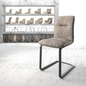 Schwingstuhl Vinjo-Flex Taupe Vintage Freischwinger flach Schwarz, Esszimmerstühle