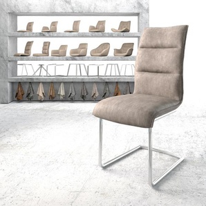 Schwingstuhl Xantus-Flex Taupe Vintage Freischwinger rund Chrom, Esszimmerstühle