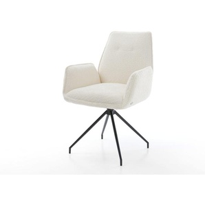 Esszimmerstuhl Zoa-Flex Bouclé Weiß Kreuzgestell konisch Schwarz Taschenfederkern, Esszimmerstühle