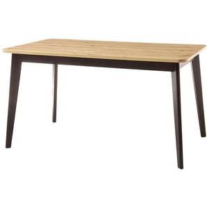 Esszimmertisch ausziehbar TIROL-61 skandinavisches Design in Eiche Artisan mit schwarz, b/h/t ca. 140-180/80/75cm