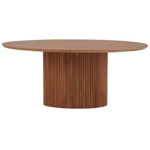 Esszimmertisch oval modern aus Akazie Massivholz Schweizer Kante