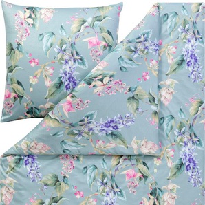 Bettwäsche ESTELLA KALEA Gr. B/L: 135 cm x 200 cm (1 St.), B/L: 80 cm x 80 cm (1 St.), Mako-Interlock-Jersey, grün (mint) Bettwäsche 135x200 cm ABSOLUT BÜGELFREI