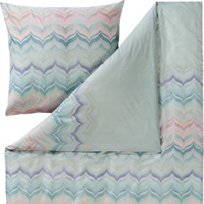 Bettwäsche ESTELLA MAYLIN Gr. B/L: 135 cm x 200 cm (1 St.), B/L: 80 cm x 80 cm (1 St.), Mako-Satin, grün (jade) Bettwäsche 135x200 cm mit farbenfrohen Motiven