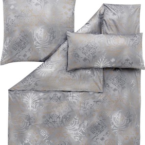 Bettwäsche ESTELLA SVIZZERA Gr. B/L: 135 cm x 200 cm (1 St.), B/L: 80 cm x 80 cm & 80 cm x 40 cm (1 St.), Schweizer Satin, grau Satin-Bettwäsche GRATIS-KISSEN 40x80 cm inklusive