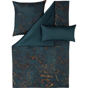 Wendebettwäsche ESTELLA RAPHAEL Bettwäsche Gr. B/L: 155 cm x 200 cm (1 St.), B/L: 80 cm x 80 cm & 80 cm x 40 cm (2 St.), Mako-Satin, blau (petrol) Bettwäsche 155x200 cm Gratiskissenbezug 40x80