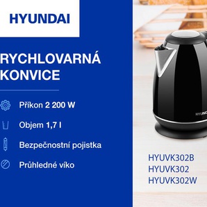 ETA HYUNDAI Edelstahl-Wasserkocher VK 302 B mit 1,7 Liter Volumen und 2200 Watt HYUVK302B