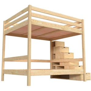 Etagenbett 4 Personen 160x200 Holz mit Treppenregal Sylvia