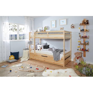 Etagenbett Finn inkl. Zusatzbett 90 x 200cm Braun/Kiefer