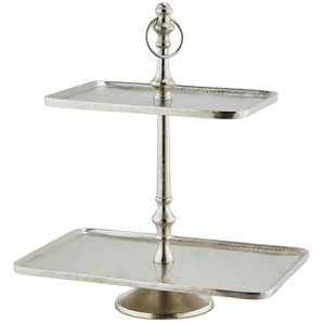 Etagere, 2-stufig | silber | Metall | 46,5 cm | 41 cm | 26 cm |