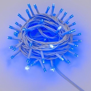 Ettroit 100er Led-Lichterkette, 10 M, Blaues Licht, Weißes Kabel, Ip65, Ausziehbar, Weißer Blitzeffekt, Weihnachtsgirlande, Geschäfte, Balkon