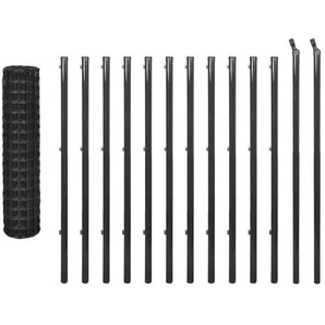 Eurozaun Stahl 25 x 1,2 m Grau