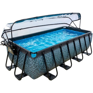 Framepool EXIT Schwimmbecken Gr. B/H/L: Breite 200 cm x Höhe 100 cm x Länge 400 cm, 1000 l, grau Frame-Pools BxLxH: 200x400x100 cm, mit Sonnendach
