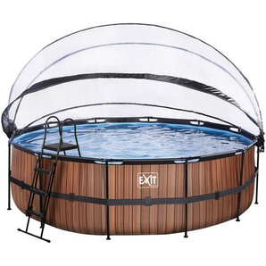 Exit Pool-Set Wood, Braun, Metall, 122 cm, Freizeit, Pools und Wasserspaß, Aufstellpools, Aufstellpools