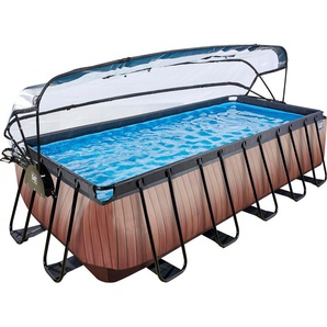 Rechteckpool EXIT Wood Schwimmbecken Gr. B/H/L: Breite 250 cm x Höhe 122 cm x Länge 540 cm, 13465 l, braun Rechteckpools 5-tlg., BxLxH: 250x540x122 cm, mit Sandfilteranlage, Wärmepumpe