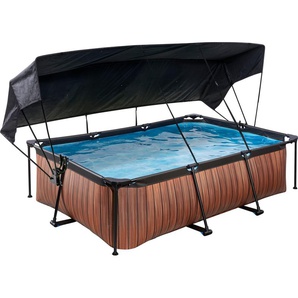 Rechteckpool EXIT Wood Schwimmbecken Gr. B/H/L: Breite 150 cm x Höhe 65 cm x Länge 220 cm, 1800 l, braun Rechteckpools BxLxH: 150x220x65 cm, mit Filterpumpe und Sonnensegel